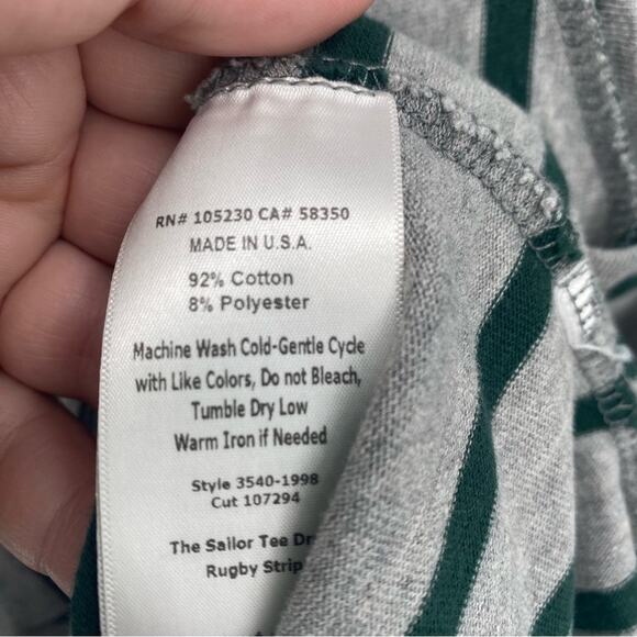 Current/Elliott The Sailor Grey & Green Rugby Stripe Mini Tee Shirt Dress Large - Picture 3 of 5